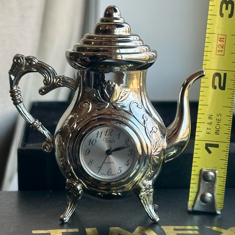 Vintage TIMEX Collector’s Edition Silver Teapot Clock | Trinket/Novelty Clock